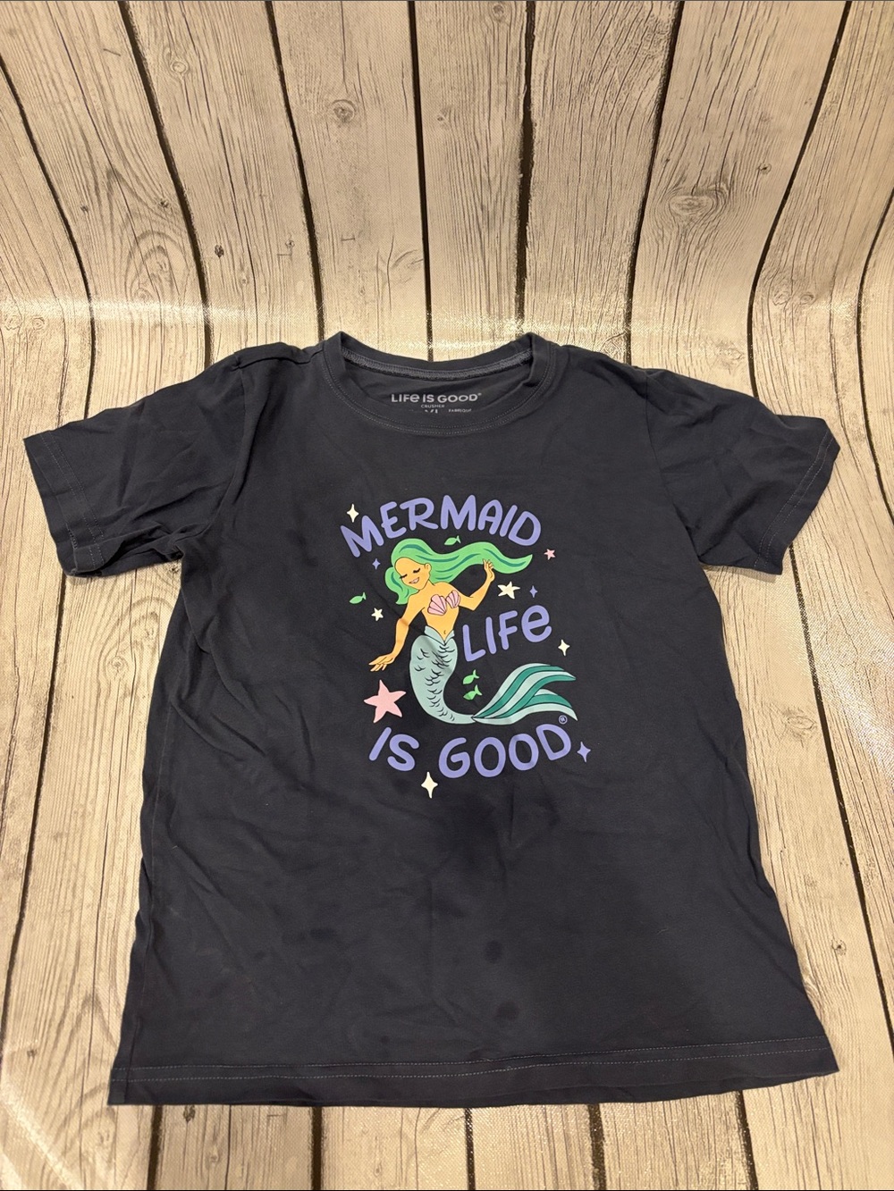 Life Is Good Navy Mermaid Graphic Tee kids size x large